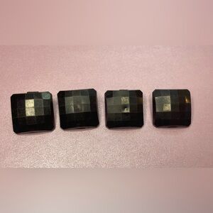 Vintage Black Plastic Square Buttons set of 4